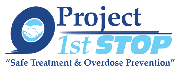 Project 1st Stop - Safe Treatment & Overdose Prevention logo and tagline